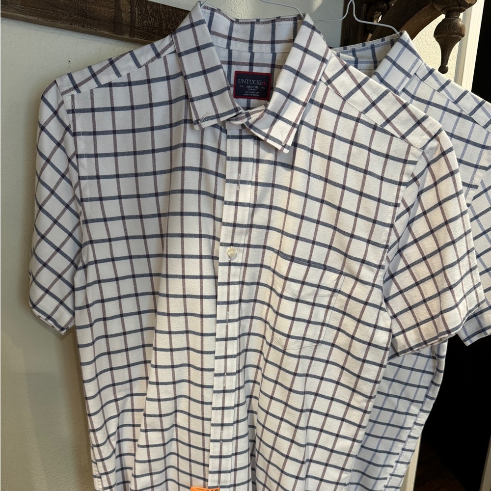 Men's White and Black Checkered Shirt